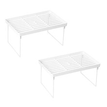 2X Stacking Cabinet Shelf Rack Steel Metal Leg - Cupboard, Plate, Dish, Counter