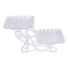 2 Tier Cake Dessert Holder Cupcake Pastry Biscuit Tray Holder Candy Buffet Fruit Holder Wedding Use a Square