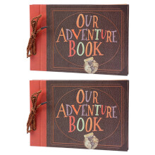 2X Handmade DIY Album Paste Vintage Tether Album Our Adventure Book Family Scrapbook Photo Album