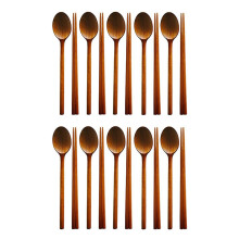 Handmade Jujube Tree Wooden Korean Dinnerware Combinations Utensil,10 Set of Spoons and Chopsticks