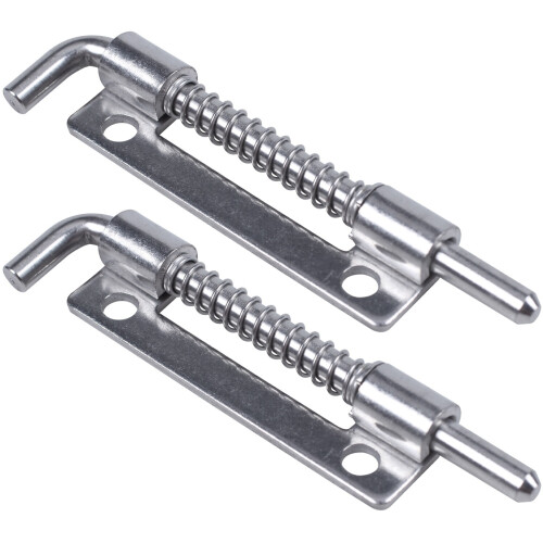 2X Hardware Spring Loaded Metal Security  Bolt  3.5 inch Long Silver Tone