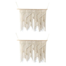 2X Macrame Wall Hanging Handwoven Bohemian Cotton Rope Boho Home Decor Creamy-White