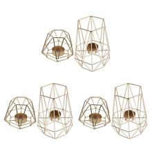 Juego de 6 Candelabros Candelita de Metal GeoméTrico Dorado para Decoraciones de Sala de Estar y Baño - Centros de Mesa para Bodas y Comedores,