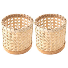 2X Rattan EssstäBchen Lagerung Handmade LöFfel Organizer Halter Stift Bleistifte Organisation Vase Support
