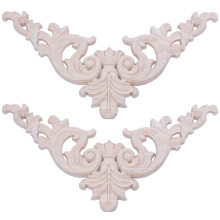 2X 20 x 20cm Rubber Wood Oak Carved Corner Onlay Applique Cabinet Unpainted