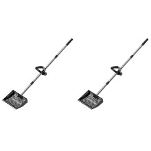 2X Scoop Shovel 10 Inches Sand Sifting Shovel with 35inch to 62inch Adjustable Stainless Steel Handle
