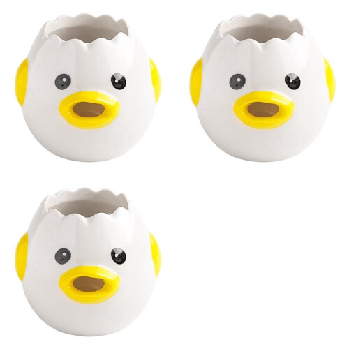 3X Cute Egg Separator, Ceramics Vomiting Chicken Egg Yolk White Separator, Practical Household Small Egg Filter Splitter