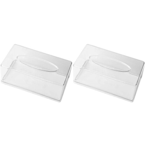 2X Acrylic Tissue Box Rectangular Transparent Tissue Box for Office, Home Bathroom Restaurant Lavatory Occasions