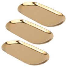 3X Metal Storage Tray Gold Oval Dotted Fruit Plate Small Items Jewelry Display Tray Mirror