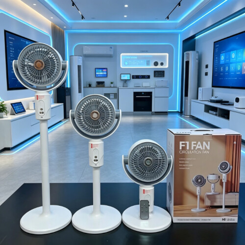 Powerful, Energy-Saving Adjustable Height Oscillating Air Circulator Fan | 5-Speed Quiet Standing Fan, USB Rechargeable