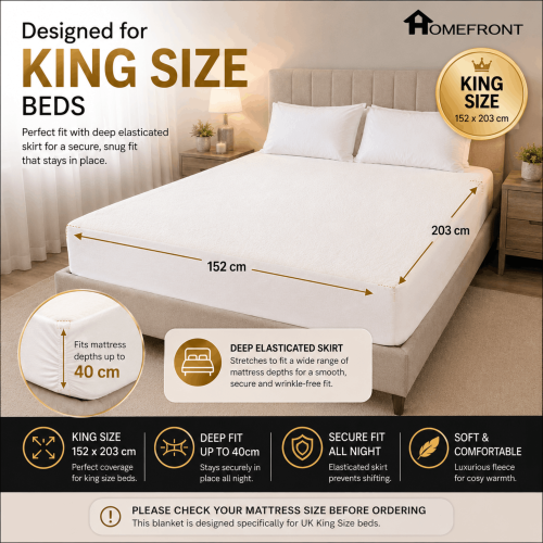 (Fleece, King) Homefront Heated Electric Blanket Machine Washable 1