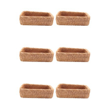 6X Handvävd Rektangulär Rotting Flätad Frukt Te Snack Bröd Picknick Kosmetisk Förvaringslåda Kök Hushållsredskap-S