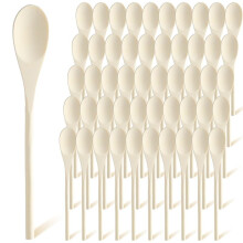 50 Pcs 10 Inch Wooden Spoons Bulk for Cooking Handle Long Wooden Spoons Stirring Spoons for Baking Mixing Serving