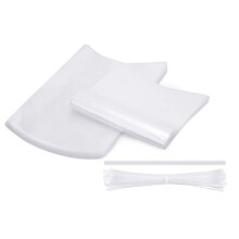 100 Stück Schrumpffolienbeutel für Geflügel, Transparente Schrumpfbeutel und 100 Stück Kabelbinder und Transparenter Silikon-Strohhalm