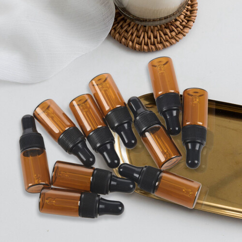 30Pcs 3Ml Empty Brown Glass Dropper Bottles with Pipette for Essential Oil 2