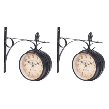 2X European-Style Double-Sided Wall Clock Classic Clocks Monochrome