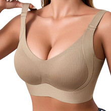Lightweight T Shirt Bra Without Underwire Full Coverage-Khaki M