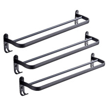 3X 60 cm Wand Halterung Schwarz Handtuch Halter Aluminium Doppel Stange Handtuch Halter mit Haken für Haus Hotel Badezimmer Dusche Zubehör
