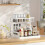 (White) Pull-Out Organizer Rack, Multi-Functional Double-Layer Sundries Storage Rack, Large Capacity Sliding Storage Rack, 3
