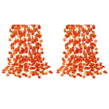 24 Packs of Artificial Autumn Leaves Garland Hanging Vine Thanksgiving Decoration for Family Wedding Fireplace Party