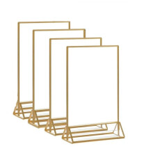 Acrylic Sign Holder Gold Picture Frame Double Sided Clear Display Stand, Gold Acrylic Frames for Home Shop Restaurant