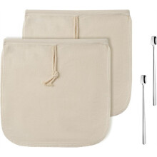 Eusable Cold Brew Bags & Cold Brew Coffee Bags Reusable-12.8 Inch Large Organic Cotton Cold Brew Filter Bags with Spoons