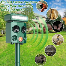 2PCS Ultrasonic Animal Repellent Outdoor Solar Animal Repeller with Motion Detection,Deer Deterrent Device for Yard