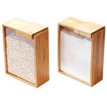 Bamboo Food Dispenser 3L Kitchen Organizer Food Storage Container Cereal Dispenser for Pantry Organizer Organization2pc
