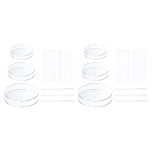 2 Set Acrylic Round Cake Disk Set - Cake Discs Circle Base Boards with Center Hole - Comb Scrapers (4 Patterns)