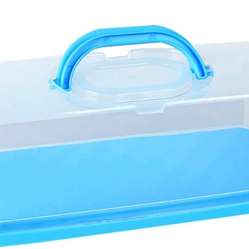 2X Portable Bread Box with Handle Loaf Cake Container Plastic Rectangular Food Storage Keeper Carrier 13Inch 2