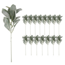 15 Pcs Artificial Flocked Lambs Ear Greenery Stem Faux Lamb's Ear Branches Picks Rustic Wedding Centerpiece