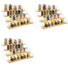 3st 12 Inch Kruidenrek Organizer voor Kast - Houten 4-Laags Displaystandaard - Ruimtebesparende Displayplankverhoger voor Parfum Cupcake