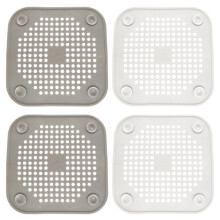 4X Square Drain Cover for Shower Drain Hair Catcher Flat Silicone Plug for Bathroom and Kitchen Filter Shower Drain