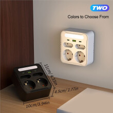 Regleta de Enchufes de Pared con Luz, 4 Tomas de Corriente Alterna, 2 Puertos USB, 1 Interruptor de Carga Tipo C para Enchufe Doméstico (UE), Color