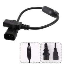C14 to C5 Power Cord with /OFF , 1ft/30cm, 18AWG, 10A 250V, IEC 320 C14 Male to C5 Female