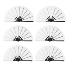 6 Pcs Sublimation Fan Blanks White Polyester Sublimation Blank Hand Fan DIY Fans Heat Transfer Printing for Dancing