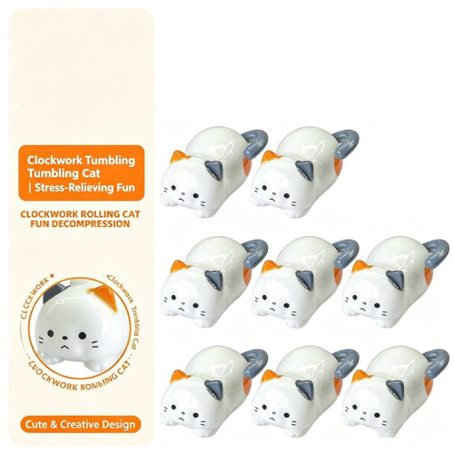 Clockwork Cat Miniatures for Stress Relief Entertainment Clockwork Rolling Kitten Toy for Endless Fun and Relaxatio