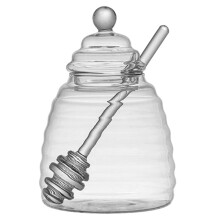 1 Conjunto de Recipiente de Armazenamento de Mel em Formato de Favo de Mel de Vidro Borossilicato Alto com Concha e Tampa para Garrafa de Mel para