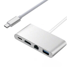 5 in 1 Type-C Hub Dock for Laptop USB-C to 4K 30hz -Compatible 100Mbps RJ45 Ethernet USB 3.0 Docking Station