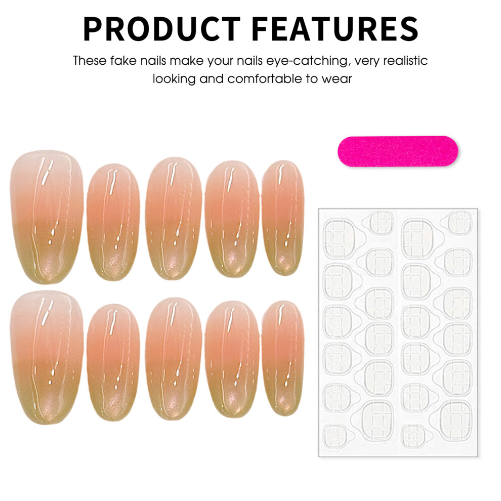 Zhouq-Outdoors (265) Cat Eye Blush False Nails, Odorless & Comfortable