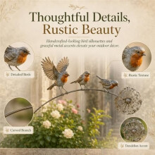 RobinGarden Stake Birds AndDandelion Memorial Design Metal Sculpture Handmade Outdoor Yard Art Stakes for Lawn Patio