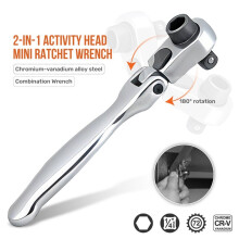 2-in-1 Ratchet Wrench with Activity , Carbon Steel Double-Ended Wrench for Automotive Home Repair 2-in-1 Flat