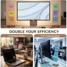 2-Pack Monitor Memo Board & Sticky Note Holder, Freestanding Acrylic Computer Desk Accessories with Wood Base