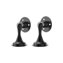 2 Pack Stainless Steel Magnetic Door Stoppers Heavy Duty Wall Floor Mount Door Catch with Adhesive & Screws Black