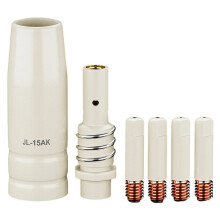 6PCS/Pack, MB-15AK 15AK Coated Welding Tool 0.8mm Copper Conductive Coating Nozzle Insulating Sleeve Connecti