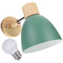 Groene Wandlamp Van Hout En Ijzer Voor Slaapkamer