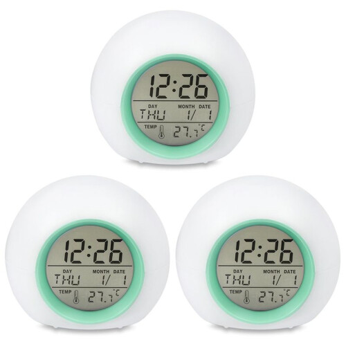3X Kids Alarm Clock - Wake  Light Digital Clock with 7 Colors Changing, Press Control and Snooze Function for Bedrooms 1