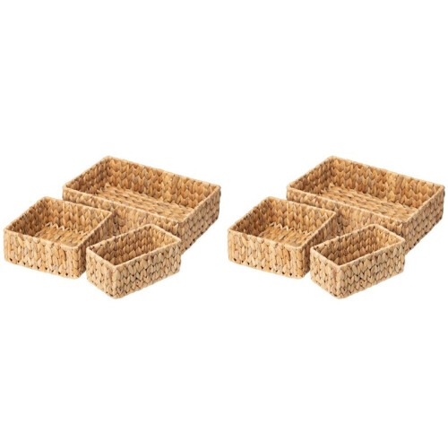 6X Wicker Baskets for Organizing 3Pack, Large and Small Wicker Storage Baskets Set, Hand Woven Baskets for Storage 1