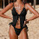 Practical Two Piece Ladies Swimsuit Comfortable-Black M 6