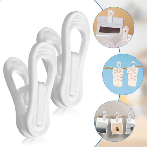 Pacote com 50 Prendedores de Cabide de Plástico Branco para Roupas de Bebê - 2,75 Polegadas, Prendedores de Cabide Multiuso para Calças e Meias 2